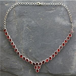 Cascading Crimson Garnet & Silver Choker Necklace